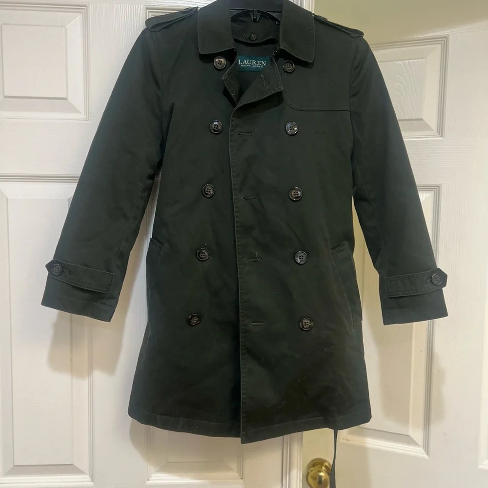 LAUREN Ralph Lauren Big Boy's 10 R Trench Removable Liner Coat -‎ Dark Olive